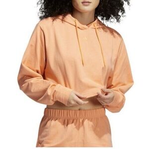 ✨Adidas Women's Orange 3 Bar Cropped Hoodie Size XL
